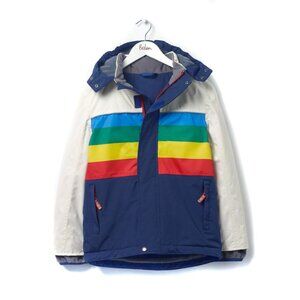 Boden Retro Rainbow Stripe Fleece Lined Zip Snow Ski Waterproof Rain Jacket - M